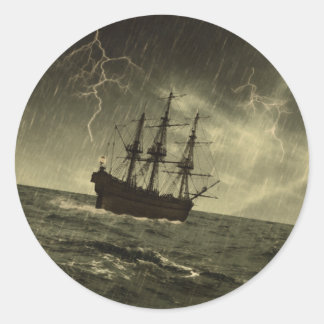 Storm at Sea Classic Round Sticker