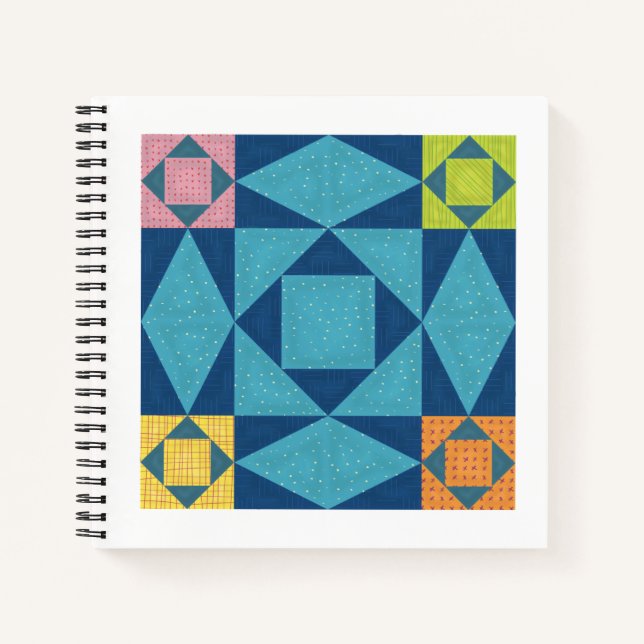 Storm At Sea Quilt Square Notebook (Front)