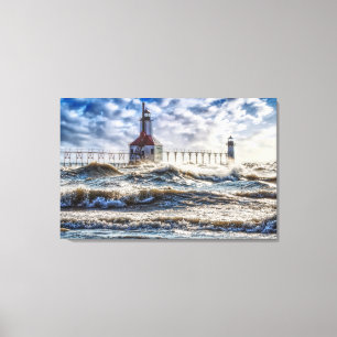 Storm At St Joseph Lighthouse Canvas Print