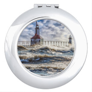 Storm At St Joseph Lighthouse Compact Mirror