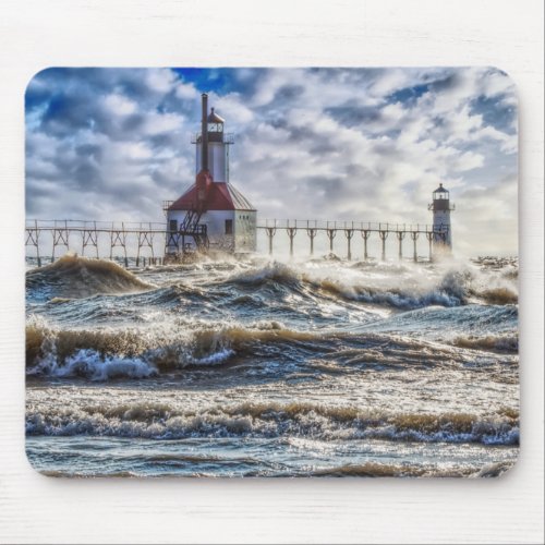 Storm At St Joseph Lighthouse Mouse Pad