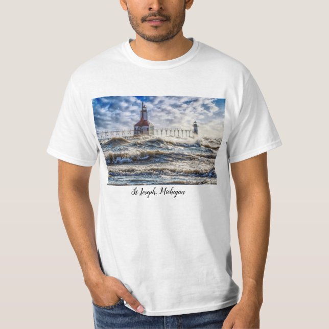 Storm At St Joseph Lighthouse T-Shirt (Front)
