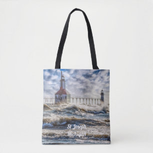 Storm At St Joseph Lighthouse Tote Bag
