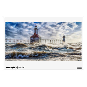 Storm At St Joseph Lighthouse Wall Decal