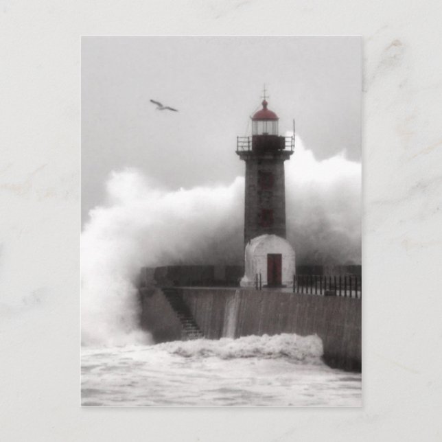 Storm at the Lighthouse Postcard (Front)