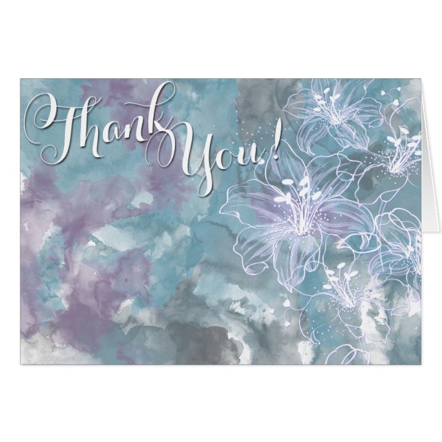 STORM BLUE WATERCOLOR HIBISCUS WEDDING (Front Horizontal)