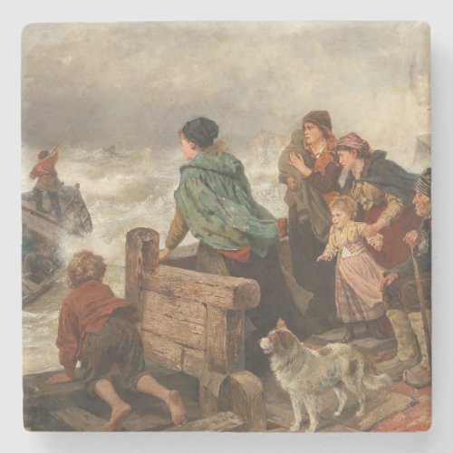 Storm by the Coast by Rudolf Jordan Stone Coaster