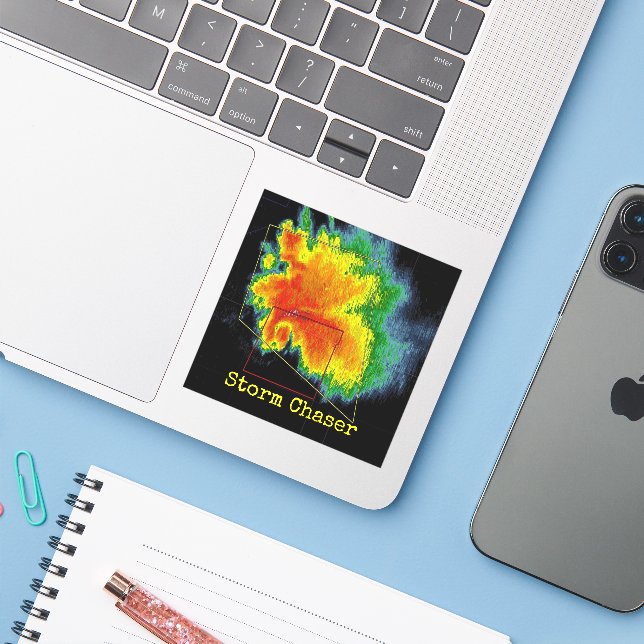 Storm Chaser Hook Echo Radar Image Sticker (Laptop w/ iPhone)