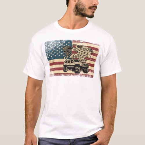 Storm Chaser Tornado Storm Chaser American Flag T_Shirt