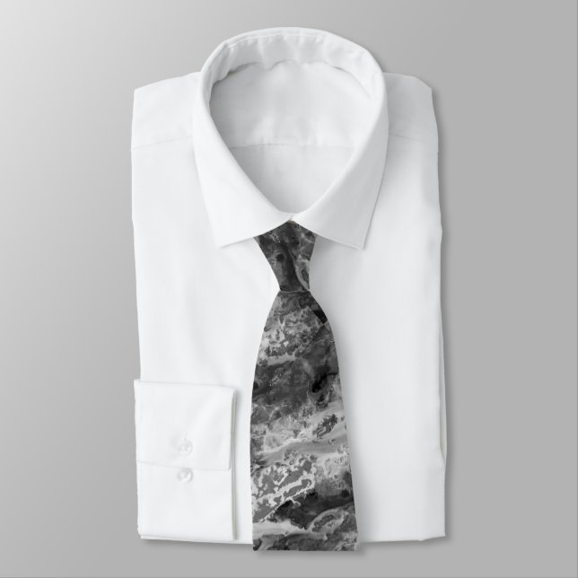 Storm Cloud Gray abstract Granite stone rock  Tie (Tied)