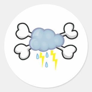 storm cloud Skull and Crossbones Classic Round Sticker