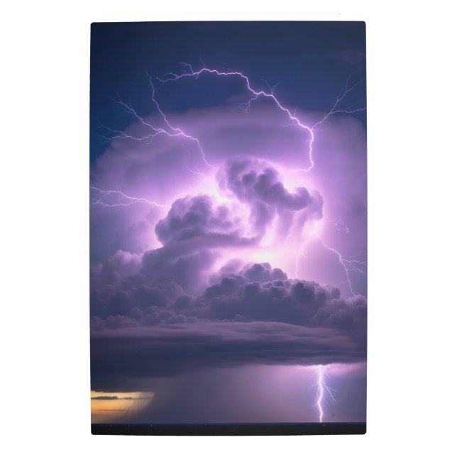 Storm Cloud with Purple Lightning – Storm Glow  Metal Print (Front)