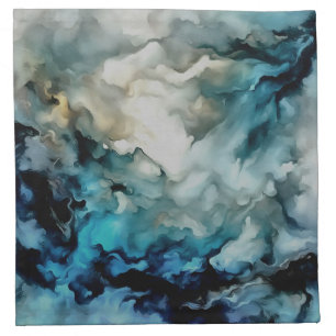 Storm Clouds and Ocean Currents Abstract Art Cloth Napkin