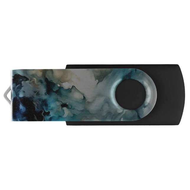 Storm Clouds and Ocean Currents Abstract Art Flash Drive (Back)