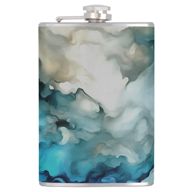 Storm Clouds and Ocean Currents Abstract Art Flask (Front)