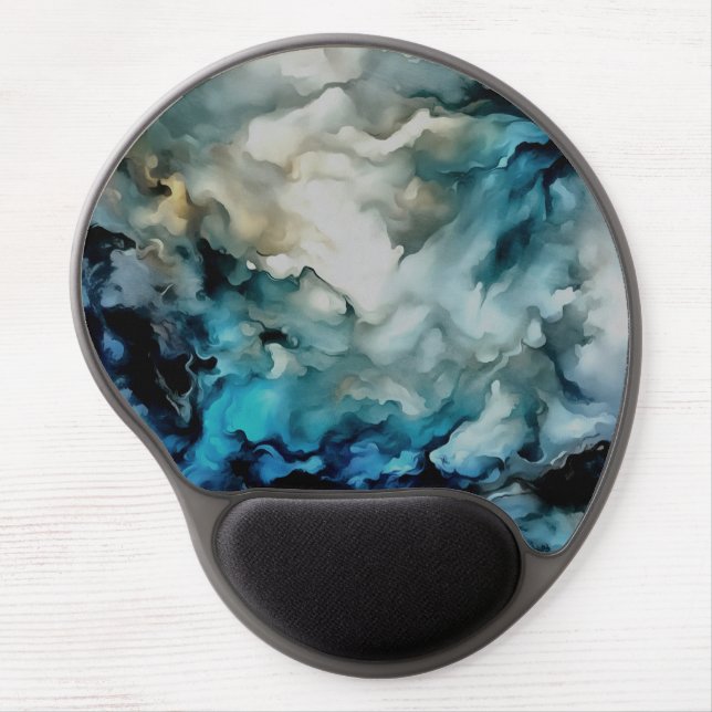 Storm Clouds and Ocean Currents Abstract Art Gel Mouse Pad (Front)