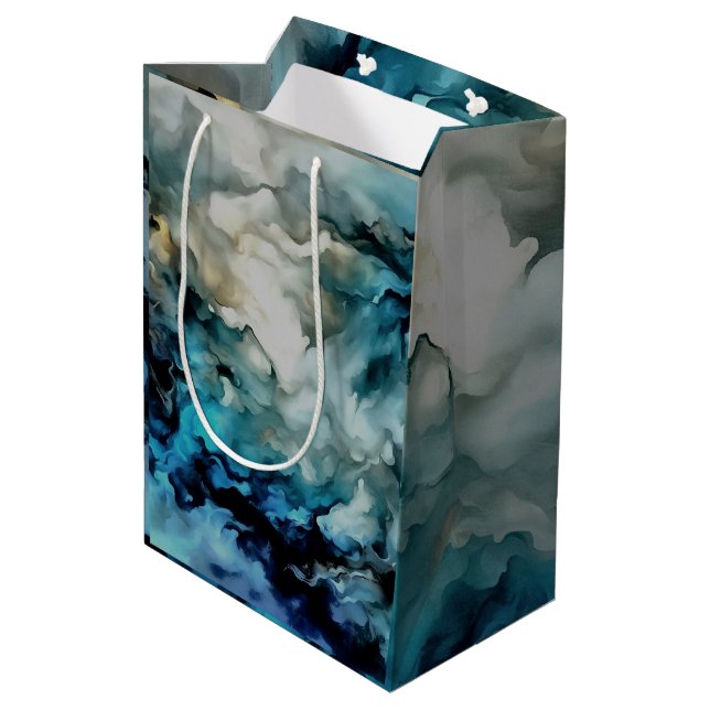 Storm Clouds and Ocean Currents Abstract Art Medium Gift Bag (Back Angled)