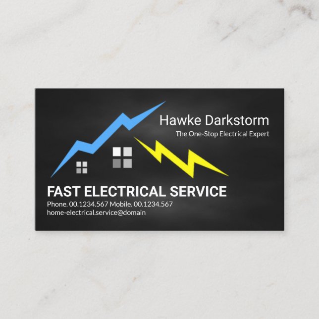 Storm Clouds Electric Lightning Strike Electrician Business Card (Front)
