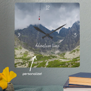 Storm clouds over the mountains customizable square wall clock