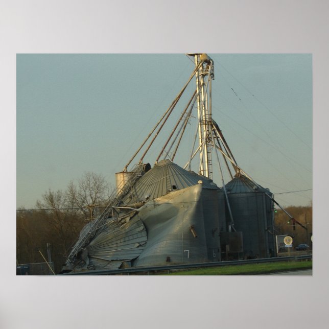 Storm Damaged Grain Bin Poster (Front)