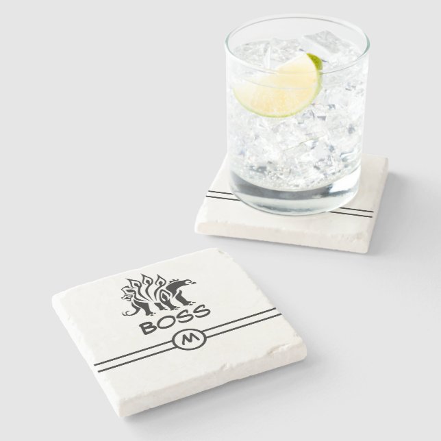 Storm Gray Stegosaurus Spiked  Dinosaur  Stone Coaster (Side)