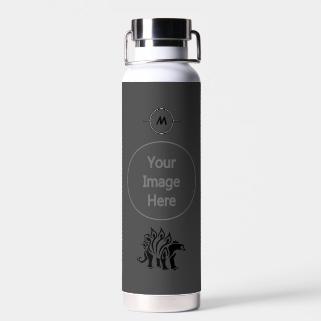 Storm Gray Stegosaurus Spiked  Dinosaur  Water Bottle (Back)