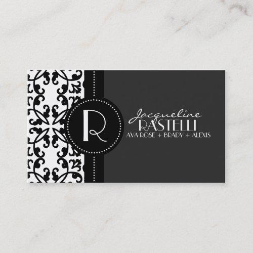 Storm Grey Estate Damask Mommy Calling Card /hu Business Card