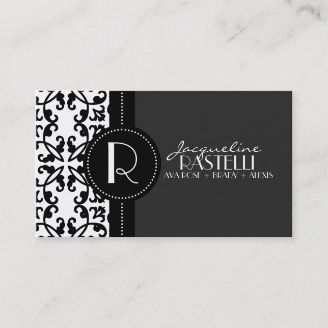 Storm Grey Estate Damask Mommy Calling Card /hu (Front)