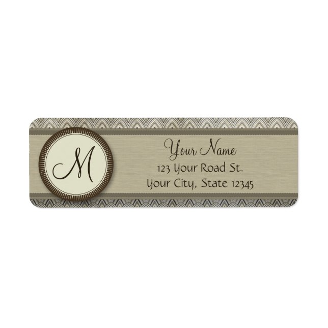Storm Grey Feather Pattern with Monogram Label (Front)