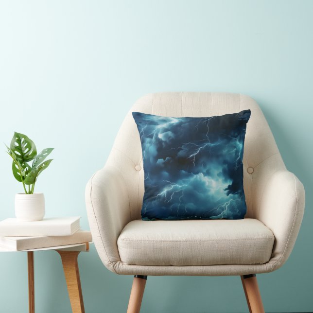 Storm Lightning Pattern Throw Pillow (Chair)