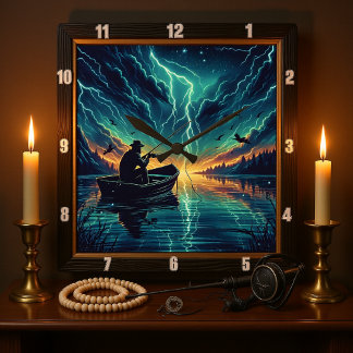 Storm on the Lake Square Wall Clock