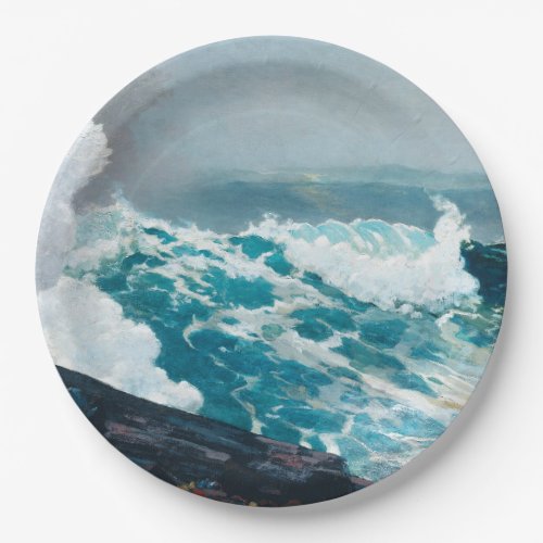 Storm on the sea painting  paper plates