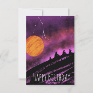 Storm Sky Illustration Purple Birthday Card