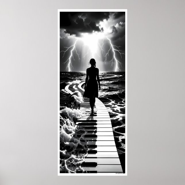 Storm Sonata on the Sea Monochrome Poster (Front)