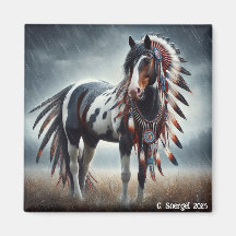 Storm Stallions Native American Paint Horse Magnet