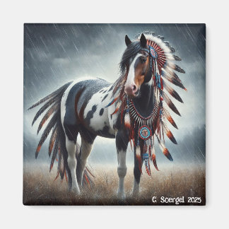 Storm Stallions Native American Paint Horse Magnet