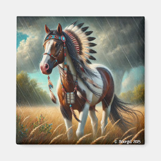 Storm Stallions Paint Horse Native American Magnet