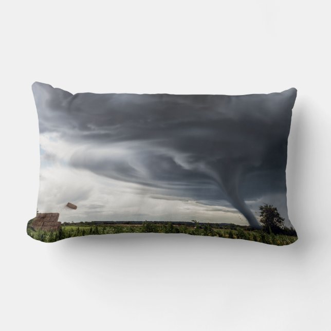 Storm tornado lifing hay bales lumbar pillow (Front)