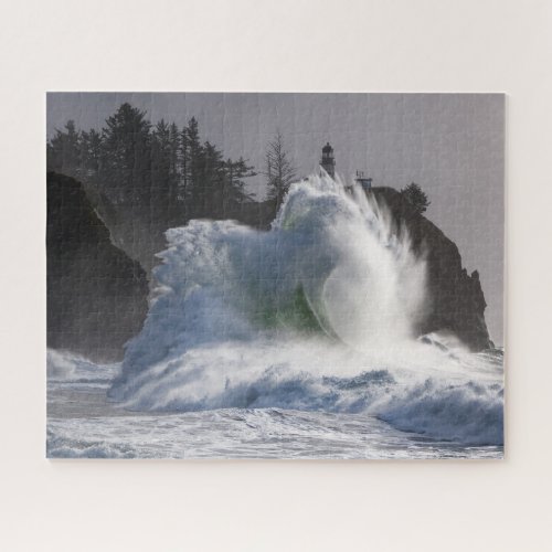 Storm Wave at Cape Disappointment Lighthouse Jigsaw Puzzle