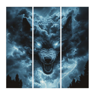 Storm Wolf Spirit Triptych