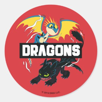 Stormfly & Toothless "dragons" Graphic Classic Round Sticker by howtotrainyourdragon at Zazzle