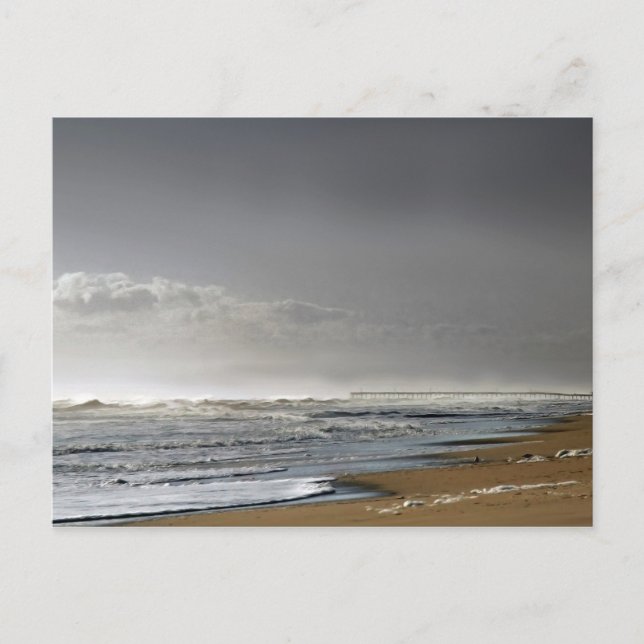 Storming Sea, Distant Pier Postcard (Front)