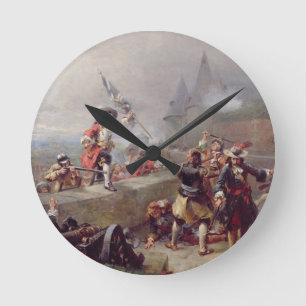 Storming the Battlements (oil on canvas) Round Clock