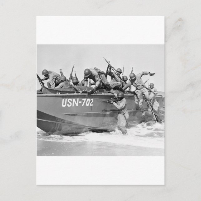 Storming the Beach, 1940s Postcard (Front)