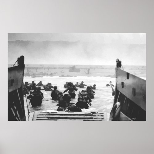 Storming The Beach On D_Day Painting Poster