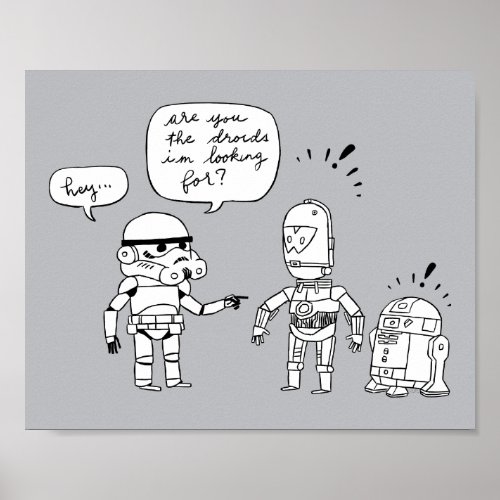 Stormtrooper C_3PO  R2_D2 Comic Doodle Poster