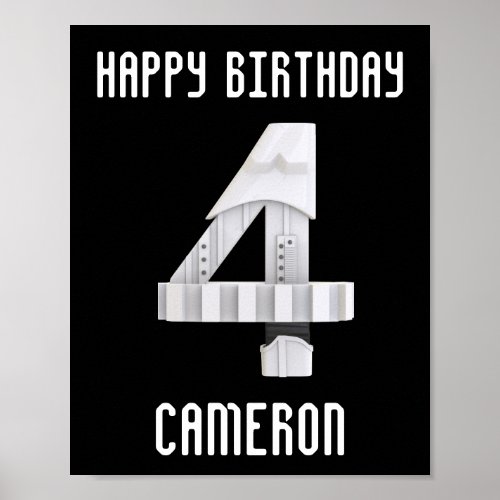 Stormtrooper Fourth Birthday Number Poster