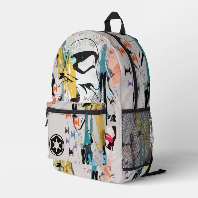 Stormtrooper Graffiti Collage Printed Backpack (Back Corner Right)
