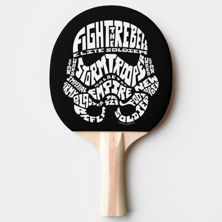 Stormtrooper Helmet Typography Ping Pong Paddle | Zazzle