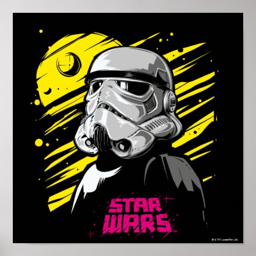 Stormtrooper Neon Death Star Sketch Poster